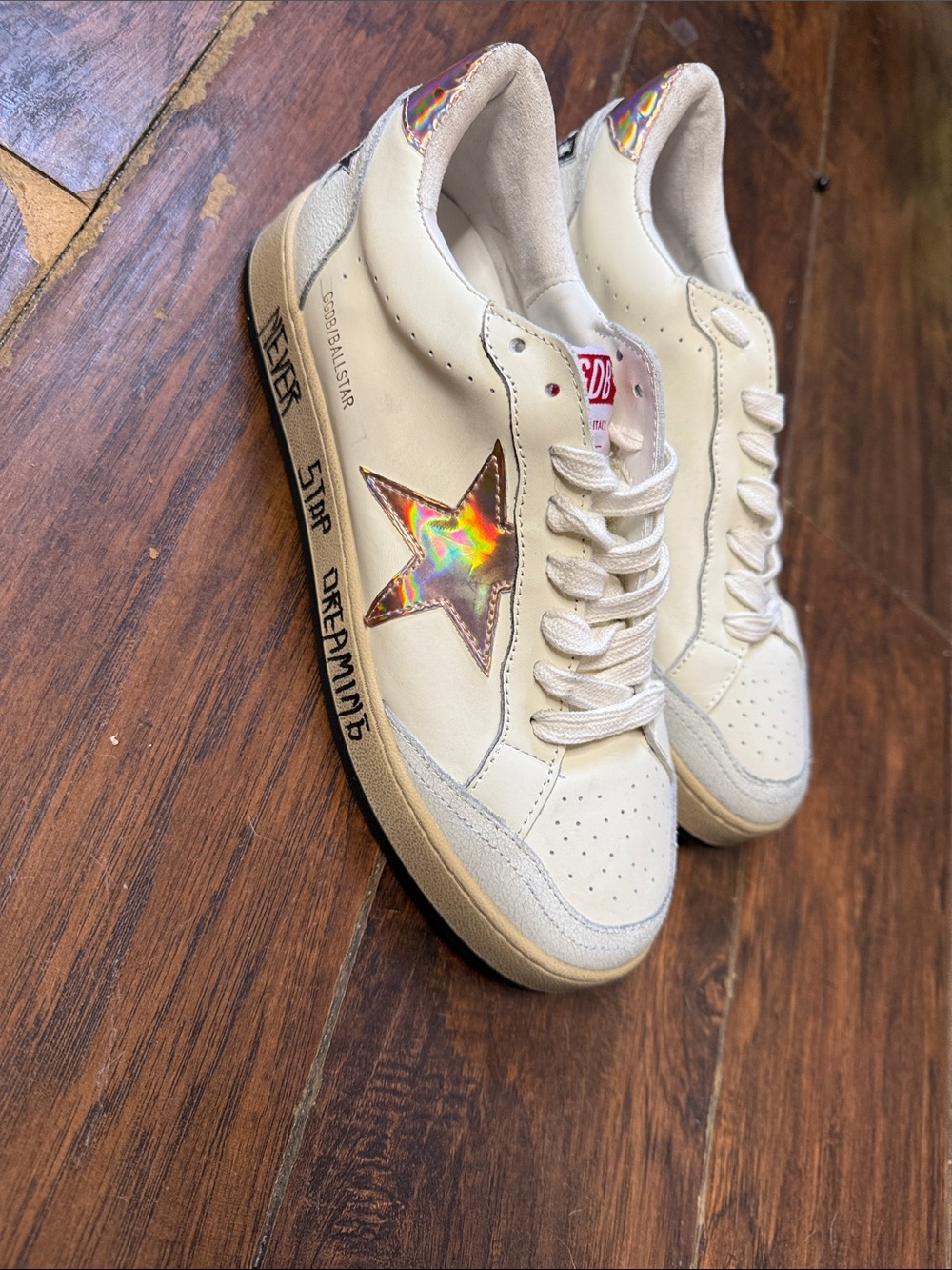 Golden Goose Women's White Sneakers with Iridescent Star